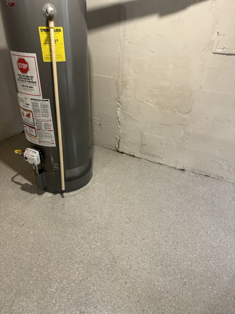 New gas water heater set, connected and labeled
